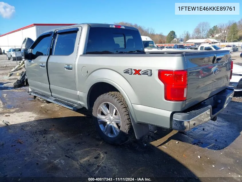 2019 Ford F150 Supercrew VIN: 1FTEW1E46KKE89761 Lot: 40817343