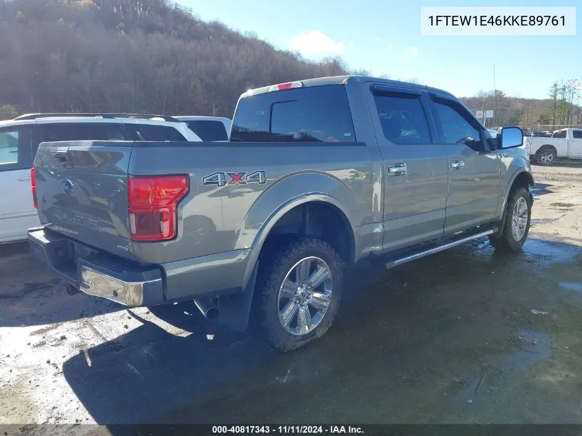 2019 Ford F150 Supercrew VIN: 1FTEW1E46KKE89761 Lot: 40817343