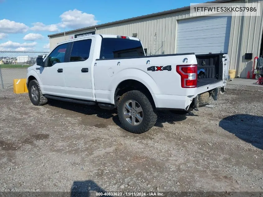 2019 Ford F-150 Xl VIN: 1FTFW1E53KKC57986 Lot: 40833623