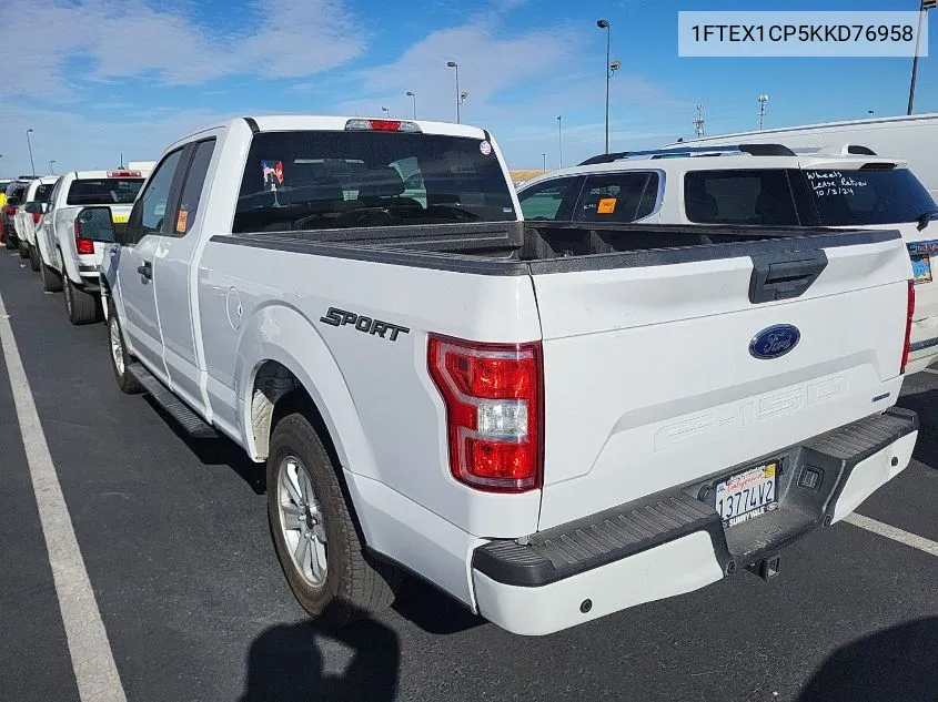 2019 Ford F150 Super Cab VIN: 1FTEX1CP5KKD76958 Lot: 40878051