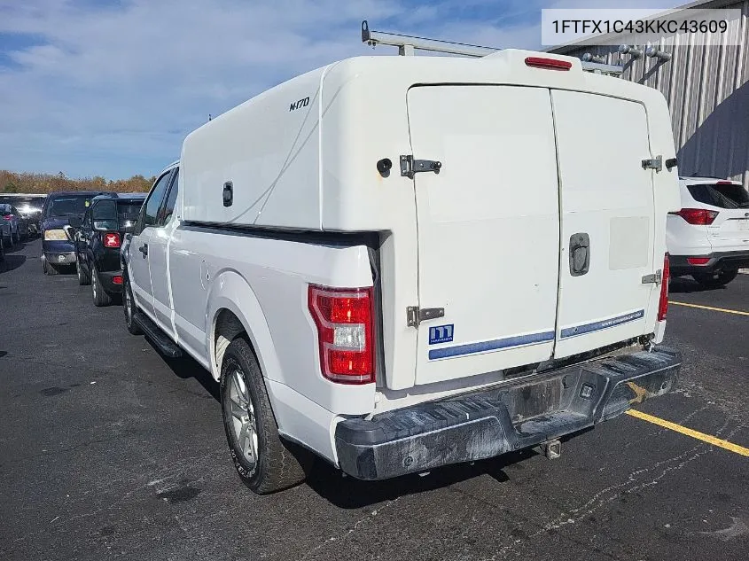 2019 Ford F-150 Xlt VIN: 1FTFX1C43KKC43609 Lot: 40878646