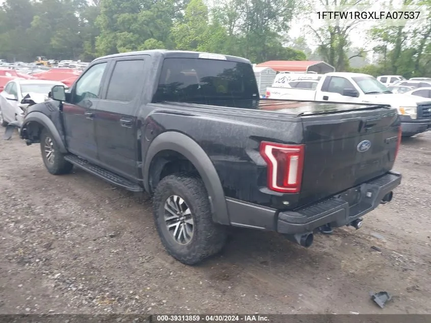 2020 Ford F-150 Raptor VIN: 1FTFW1RGXLFA07537 Lot: 39313859