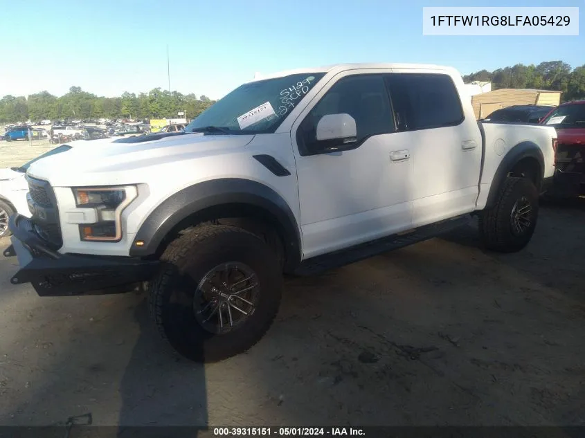 2020 Ford F-150 Raptor VIN: 1FTFW1RG8LFA05429 Lot: 39315151