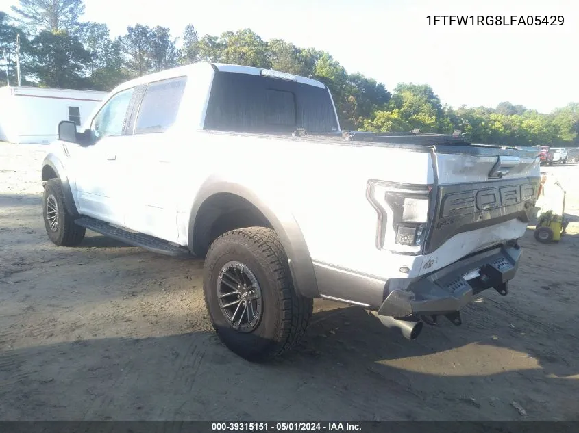 2020 Ford F-150 Raptor VIN: 1FTFW1RG8LFA05429 Lot: 39315151