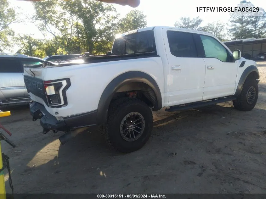 2020 Ford F-150 Raptor VIN: 1FTFW1RG8LFA05429 Lot: 39315151