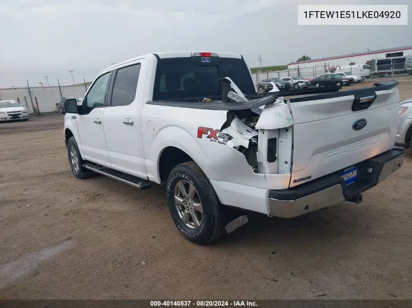 2020 Ford F-150 Xlt VIN: 1FTEW1E51LKE04920 Lot: 40140537