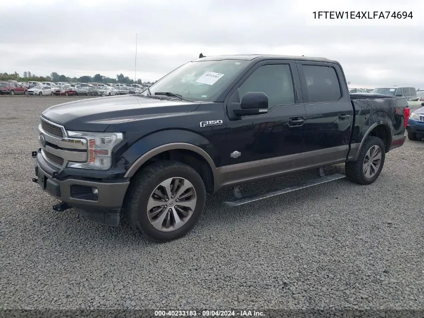 2020 Ford F-150 King Ranch VIN: 1FTEW1E4XLFA74694 Lot: 40233183