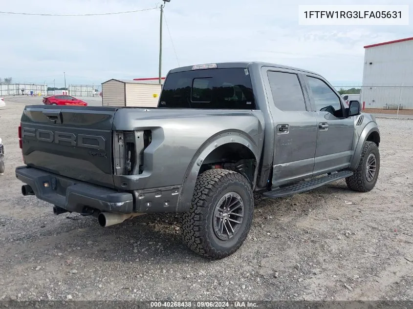 2020 Ford F-150 Raptor VIN: 1FTFW1RG3LFA05631 Lot: 40268438