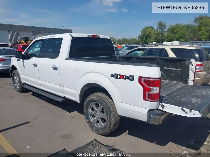 2020 Ford F150 Supercrew VIN: 1FTFW1E59LKE05236 Lot: 40281276