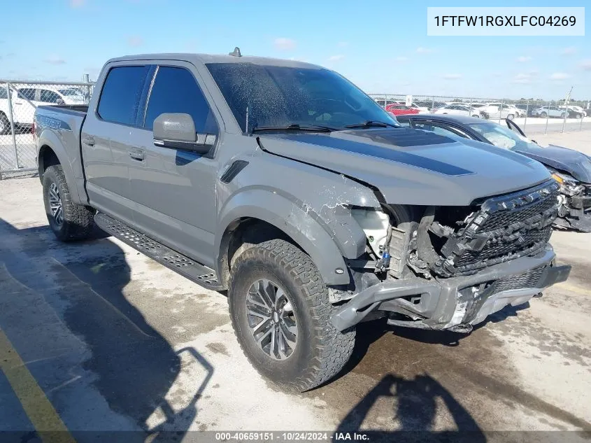 2020 Ford F-150 Raptor VIN: 1FTFW1RGXLFC04269 Lot: 40852061