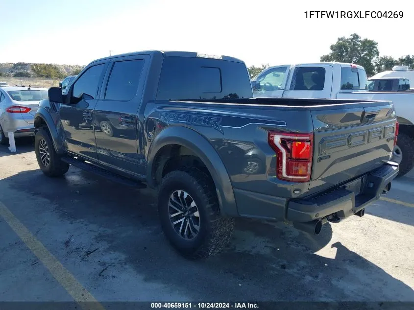 2020 Ford F-150 Raptor VIN: 1FTFW1RGXLFC04269 Lot: 40852061