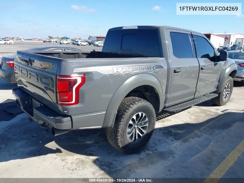 2020 Ford F-150 Raptor VIN: 1FTFW1RGXLFC04269 Lot: 40852061