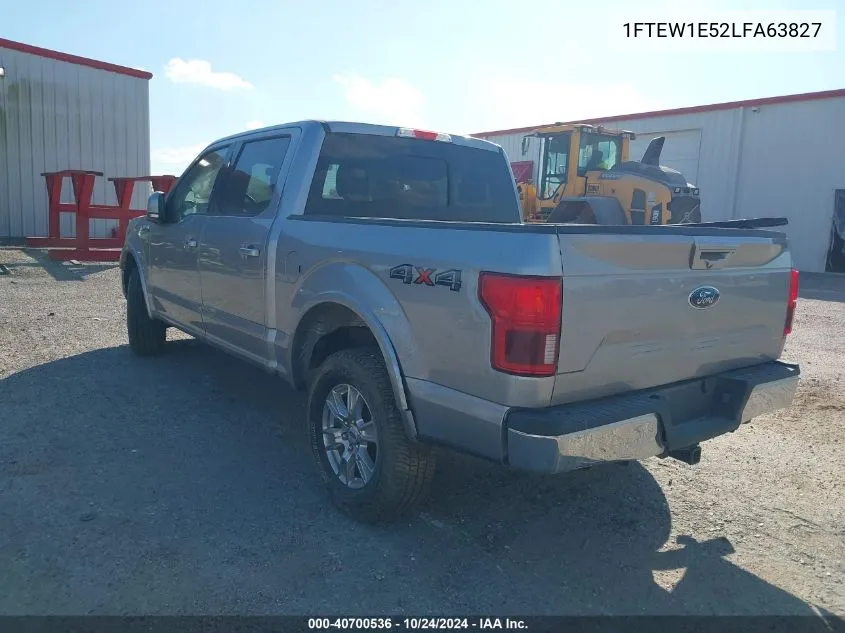 2020 Ford F-150 Lariat VIN: 1FTEW1E52LFA63827 Lot: 40700536