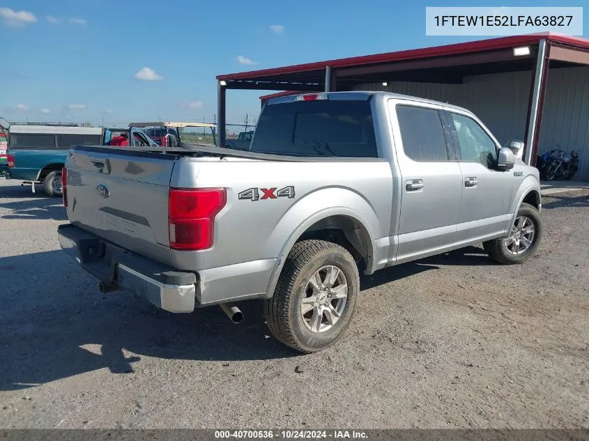 2020 Ford F-150 Lariat VIN: 1FTEW1E52LFA63827 Lot: 40700536