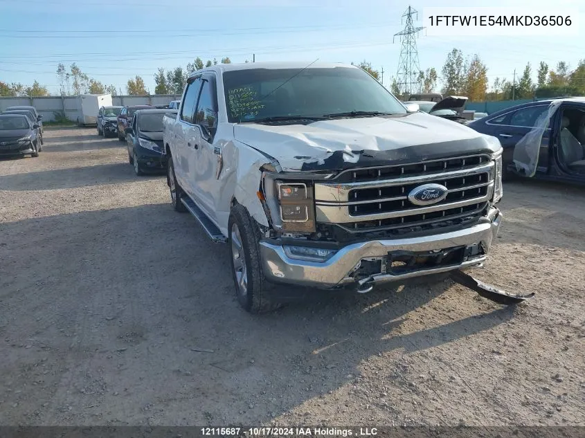 2021 Ford F150 Supercrew VIN: 1FTFW1E54MKD36506 Lot: 12115687