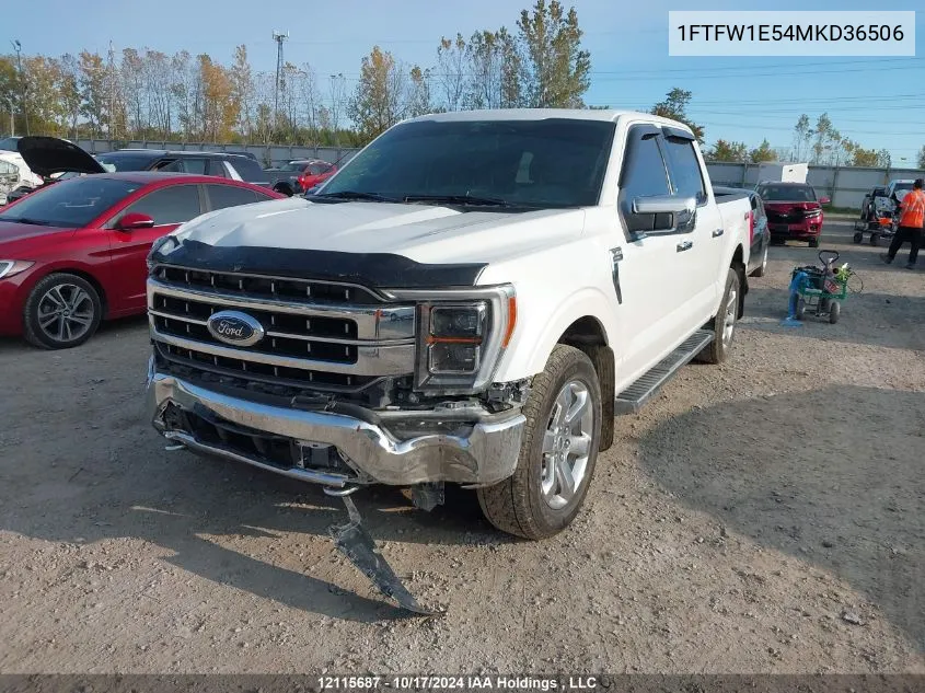 2021 Ford F150 Supercrew VIN: 1FTFW1E54MKD36506 Lot: 12115687