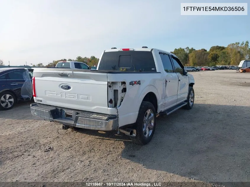 2021 Ford F150 Supercrew VIN: 1FTFW1E54MKD36506 Lot: 12115687