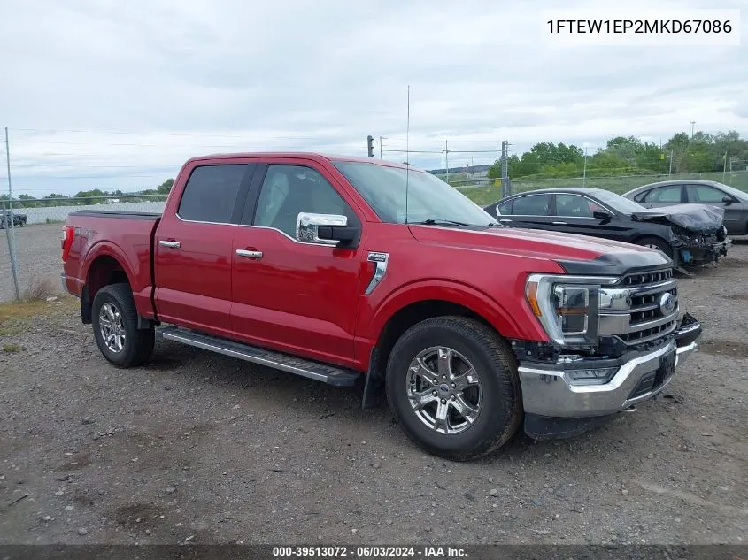 2021 Ford F-150 Lariat VIN: 1FTEW1EP2MKD67086 Lot: 39513072