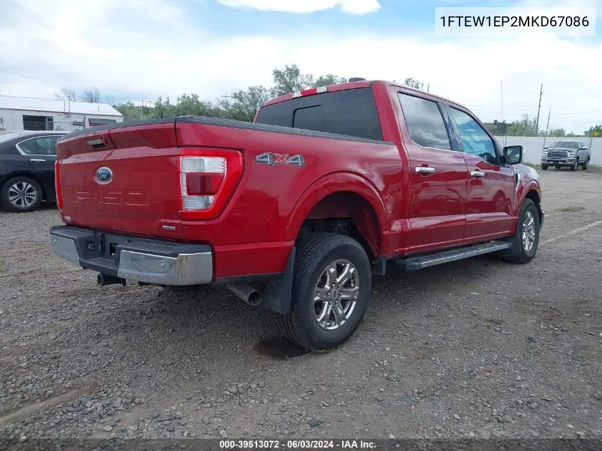 1FTEW1EP2MKD67086 2021 Ford F-150 Lariat