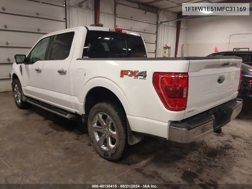 2021 Ford F-150 Xlt VIN: 1FTFW1E51MFC31169 Lot: 40138415