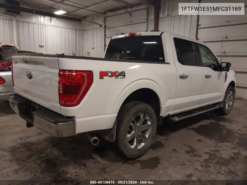 2021 Ford F-150 Xlt VIN: 1FTFW1E51MFC31169 Lot: 40138415