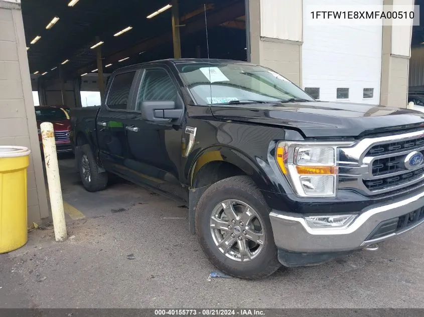 2021 Ford F-150 Supercrew VIN: 1FTFW1E8XMFA00510 Lot: 40155773