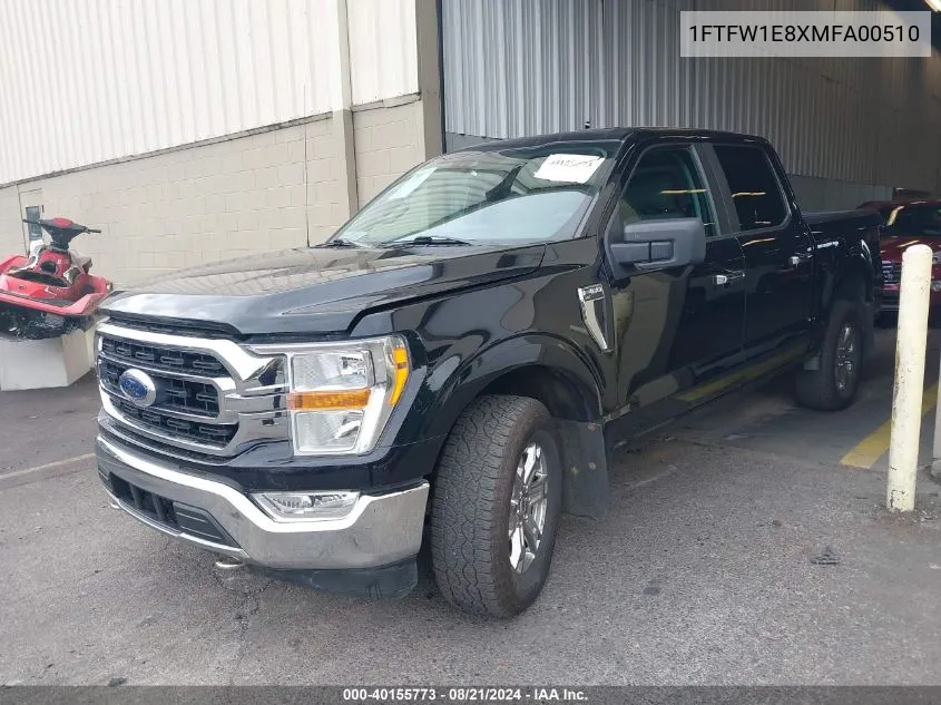 2021 Ford F-150 Supercrew VIN: 1FTFW1E8XMFA00510 Lot: 40155773