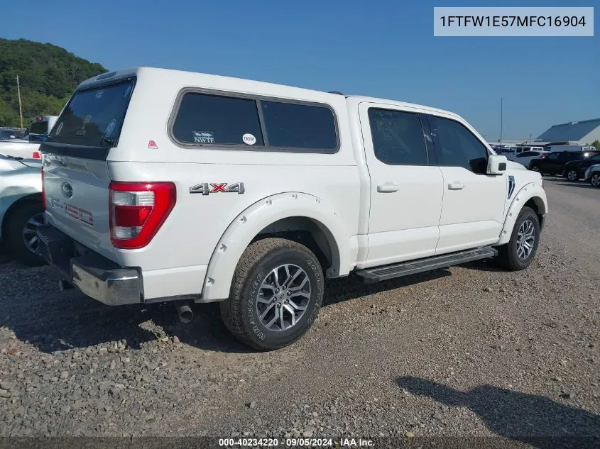 2021 Ford F-150 Lariat VIN: 1FTFW1E57MFC16904 Lot: 40234220