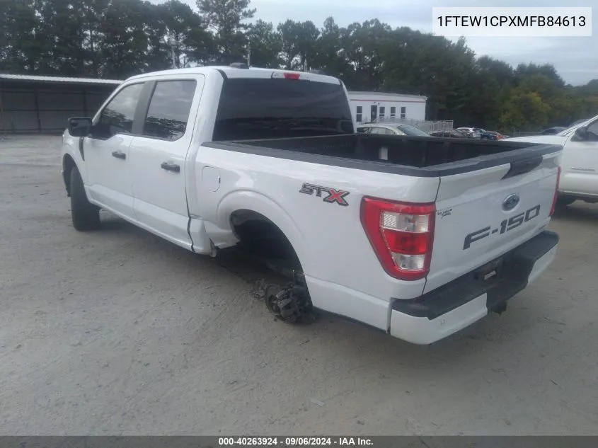 2021 Ford F150 Supercrew VIN: 1FTEW1CPXMFB84613 Lot: 40263924