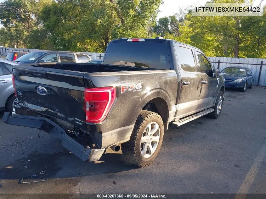 2021 Ford F150 Supercrew VIN: 1FTFW1E8XMKE64422 Lot: 40267365