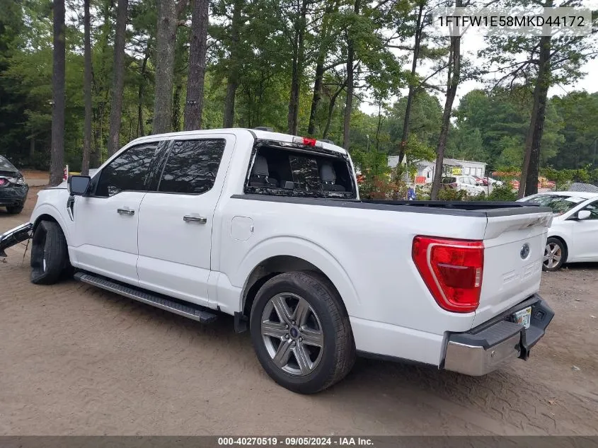 2021 Ford F150 Supercrew VIN: 1FTFW1E58MKD44172 Lot: 40270519