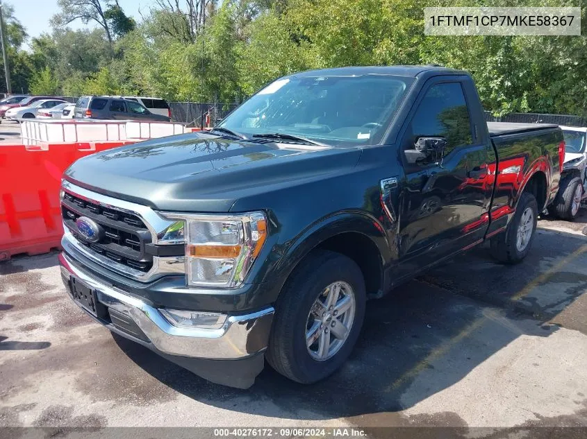 2021 Ford F-150 Xlt VIN: 1FTMF1CP7MKE58367 Lot: 40276172