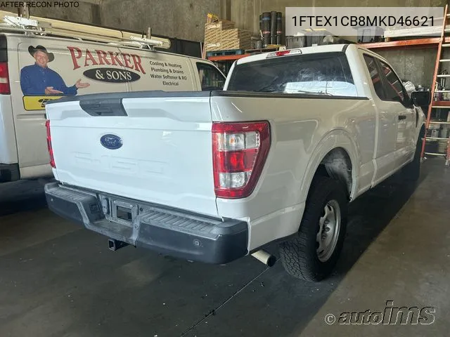 1FTEX1CB8MKD46621 2021 Ford F150 Super Cab