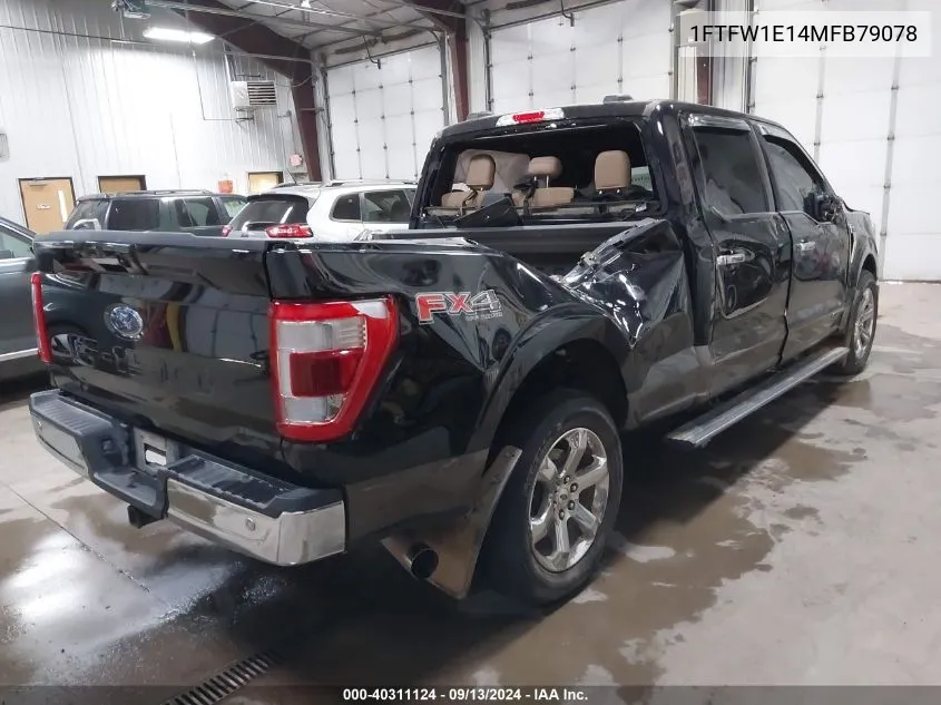 2021 Ford F-150 Lariat VIN: 1FTFW1E14MFB79078 Lot: 40311124