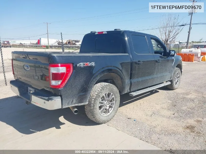 2021 Ford F-150 Lariat VIN: 1FTEW1EP6MFD09670 Lot: 40322954