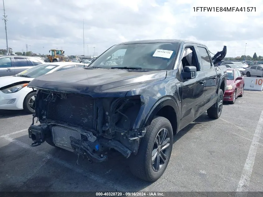 2021 Ford F150 Supercrew VIN: 1FTFW1E84MFA41571 Lot: 40328720