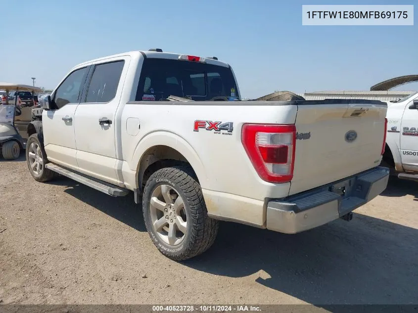 2021 Ford F150 Supercrew VIN: 1FTFW1E80MFB69175 Lot: 40523728