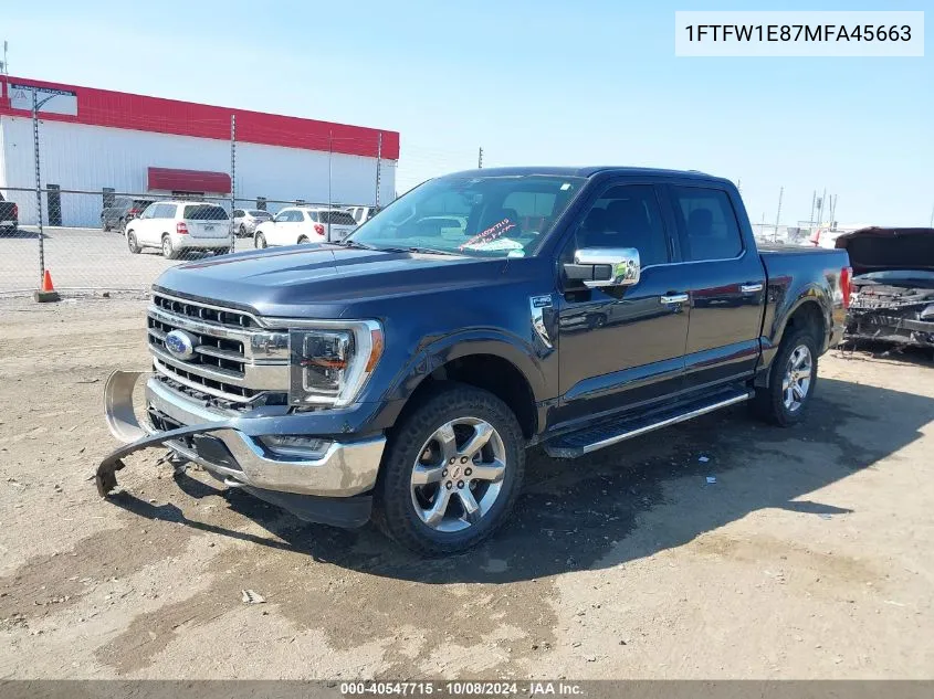 1FTFW1E87MFA45663 2021 Ford F-150 Lariat