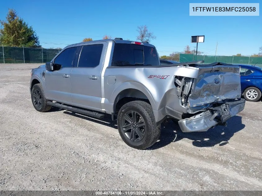 2021 Ford F-150 Xlt VIN: 1FTFW1E83MFC25058 Lot: 40754106