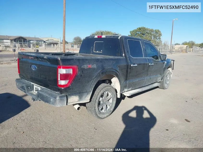 2021 Ford F-150 Lariat VIN: 1FTFW1E5XMFC52490 Lot: 40875366