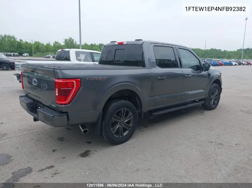 2022 Ford F150 Supercrew VIN: 1FTEW1EP4NFB92382 Lot: 12011596