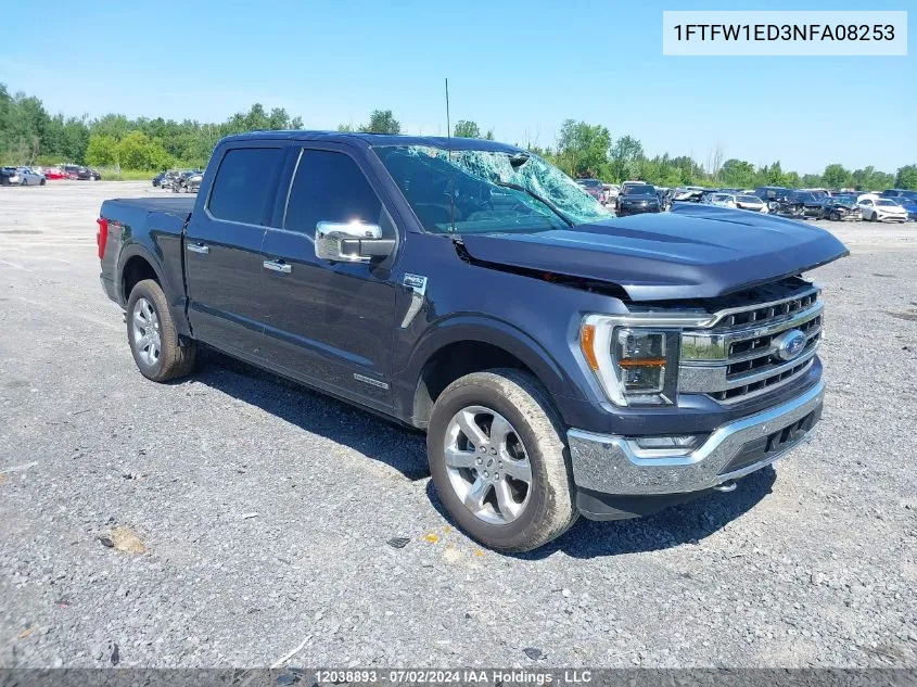 2022 Ford F-150 Lariat VIN: 1FTFW1ED3NFA08253 Lot: 12038893