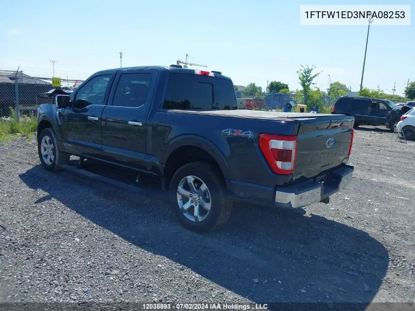 2022 Ford F-150 Lariat VIN: 1FTFW1ED3NFA08253 Lot: 12038893