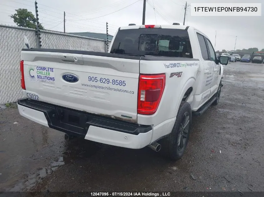 2022 Ford F150 Supercrew VIN: 1FTEW1EP0NFB94730 Lot: 12047095