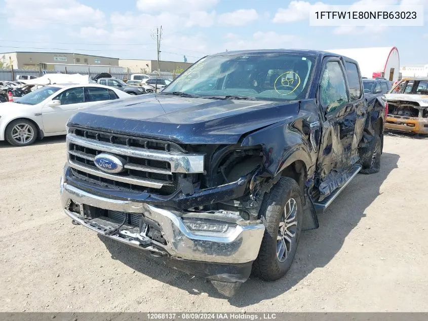 2022 Ford F150 Supercrew VIN: 1FTFW1E80NFB63023 Lot: 12068137