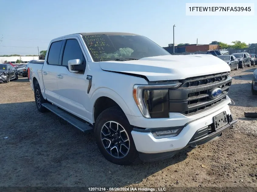 2022 Ford F150 Supercrew VIN: 1FTEW1EP7NFA53945 Lot: 12071216