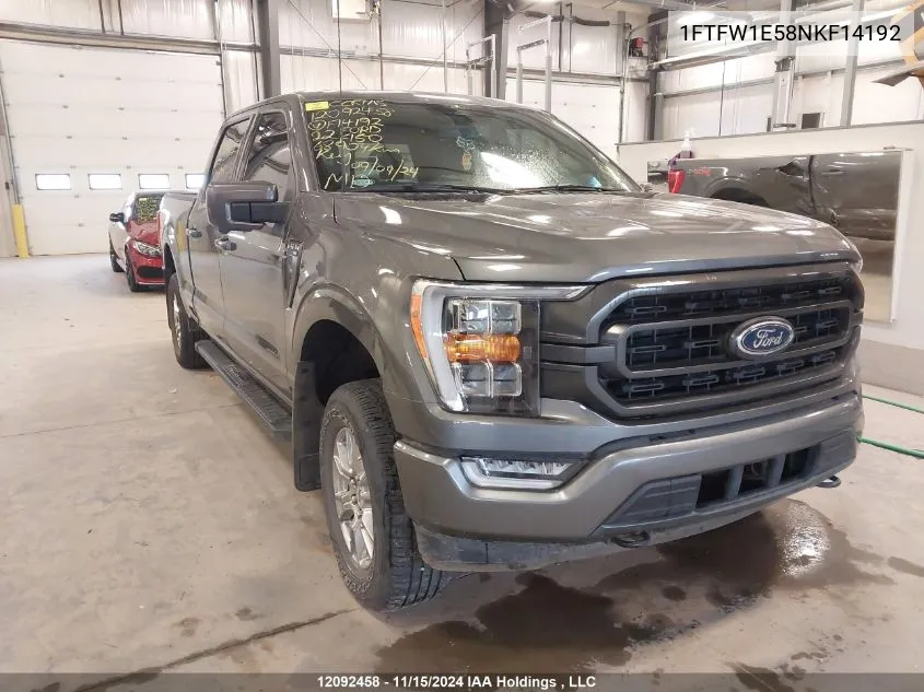 2022 Ford F150 Supercrew VIN: 1FTFW1E58NKF14192 Lot: 12092458