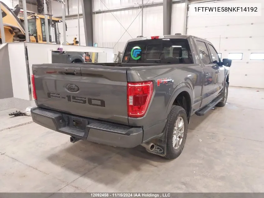 2022 Ford F150 Supercrew VIN: 1FTFW1E58NKF14192 Lot: 12092458