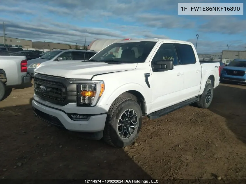 2022 Ford F150 Supercrew VIN: 1FTFW1E86NKF16890 Lot: 12114574