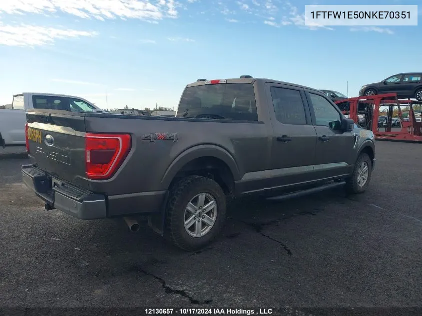 2022 Ford F150 Supercrew VIN: 1FTFW1E50NKE70351 Lot: 12130657